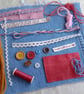 Slow Stitching kits -  Blue Jeans and Rose Pink theme, upcycled denim - Image 5