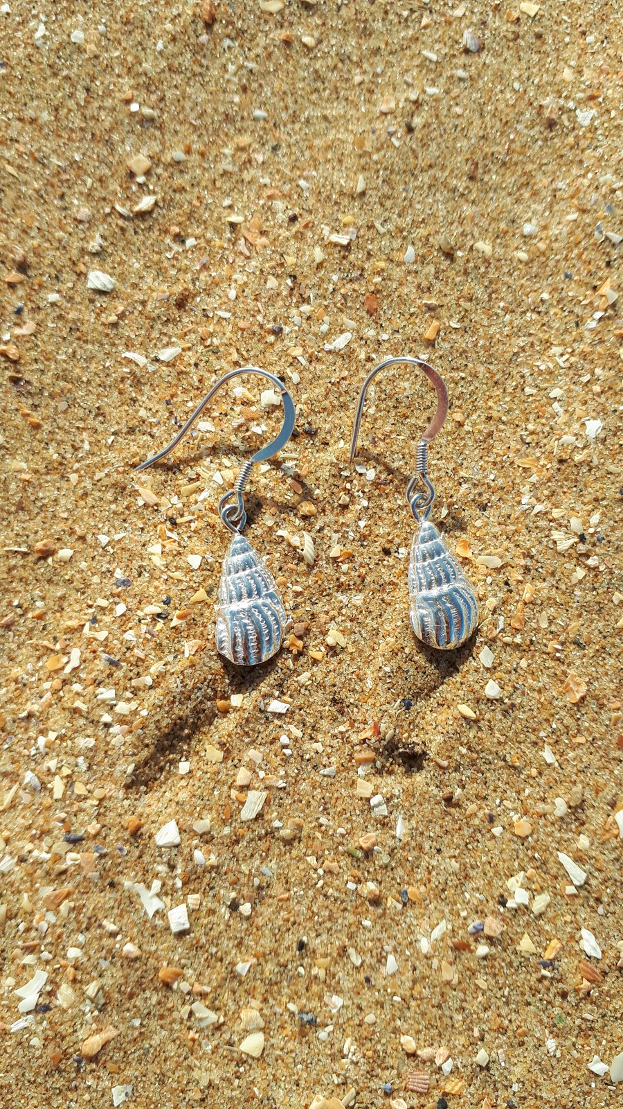 Fine silver shell drop earrings
