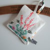 Vintage embroidery floral lavender bag with Yorkshire lavender. Larger size.