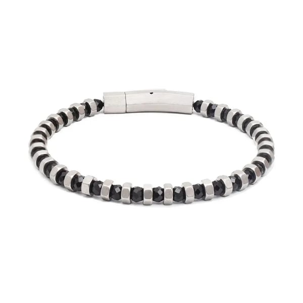 Men's Onyx Hex Bracelet Faceted Black Onyx
