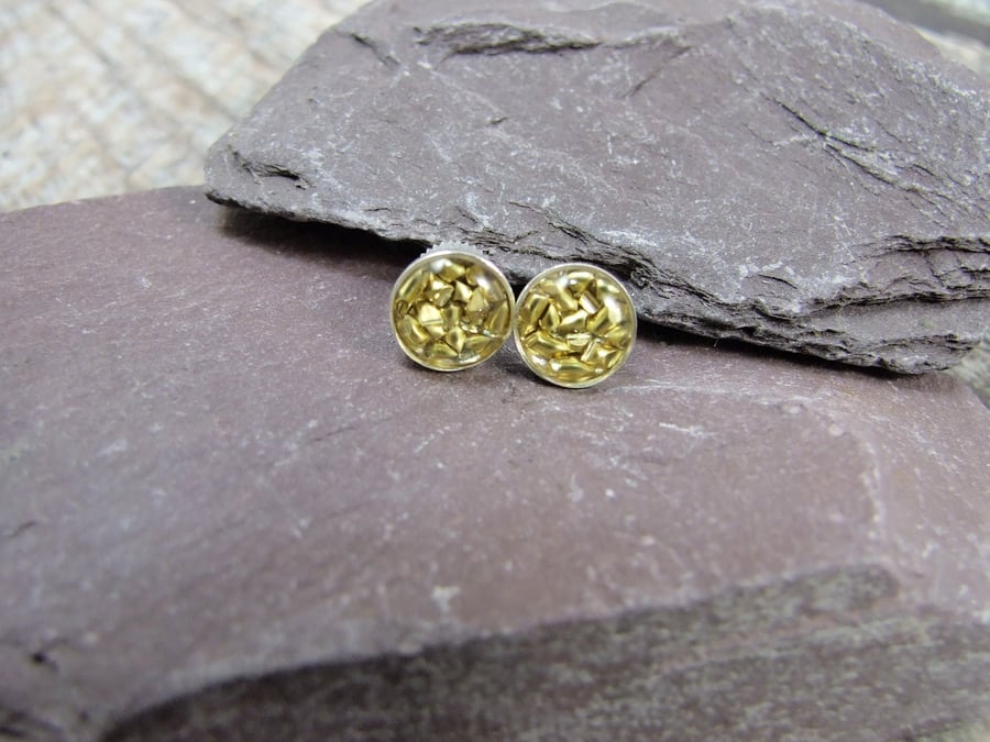 Sterling Silver and Brass Sparkle Studs