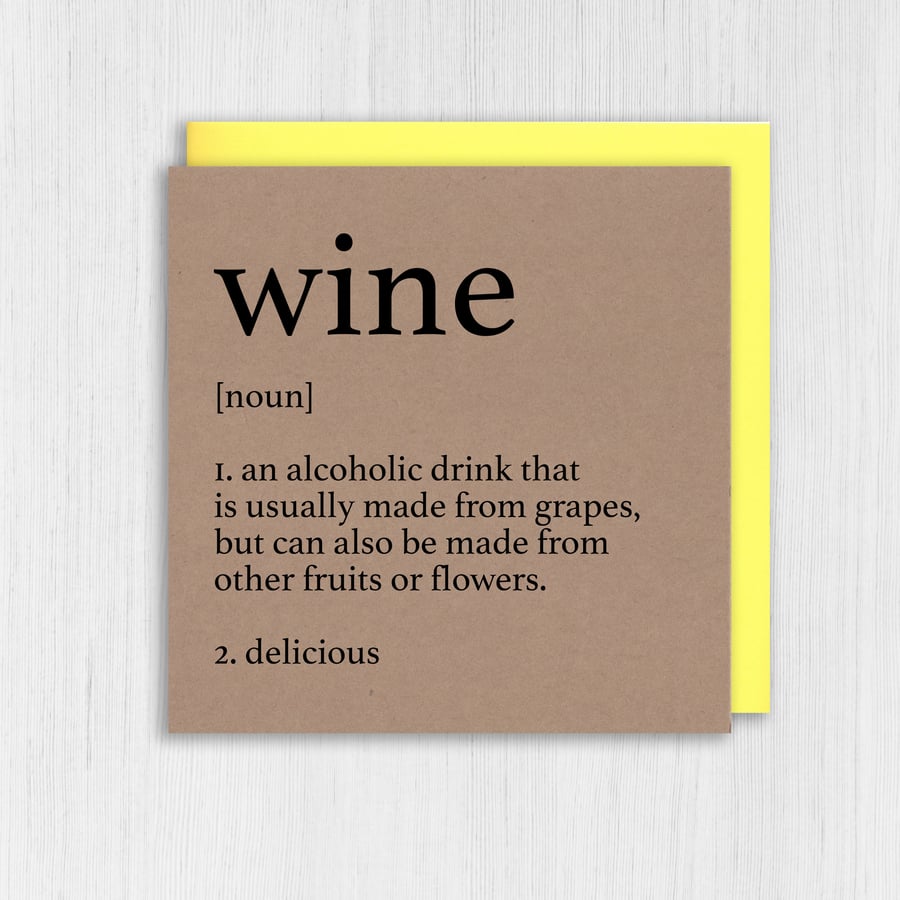Kraft birthday card: Dictionary definition of wine