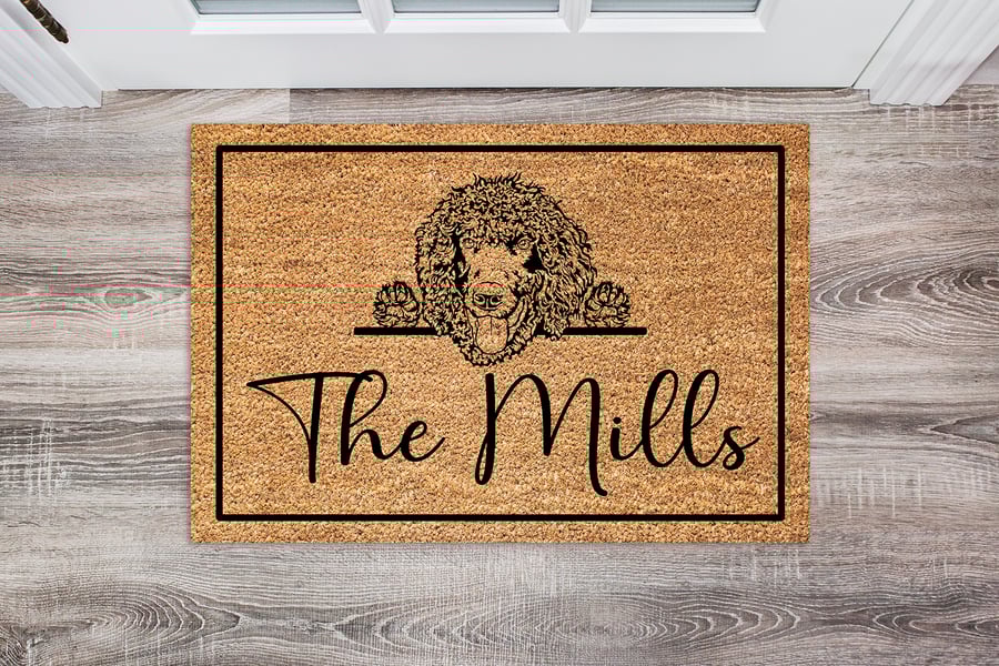 Irish Water Spaniel Door Mat - Personalised Irish Water Spaniel Welcome Mat 