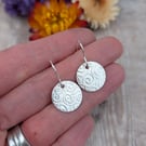 Sterling Silver Spiral Pattern Disc Earrings - JBJ1093