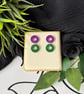 Green and Purple Double Hoop Earrings - Image 1