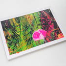 original abstract floral painting postcard sized mixed media 