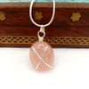 Wire-wrapped Natural Rose Quartz Tumble Stone 