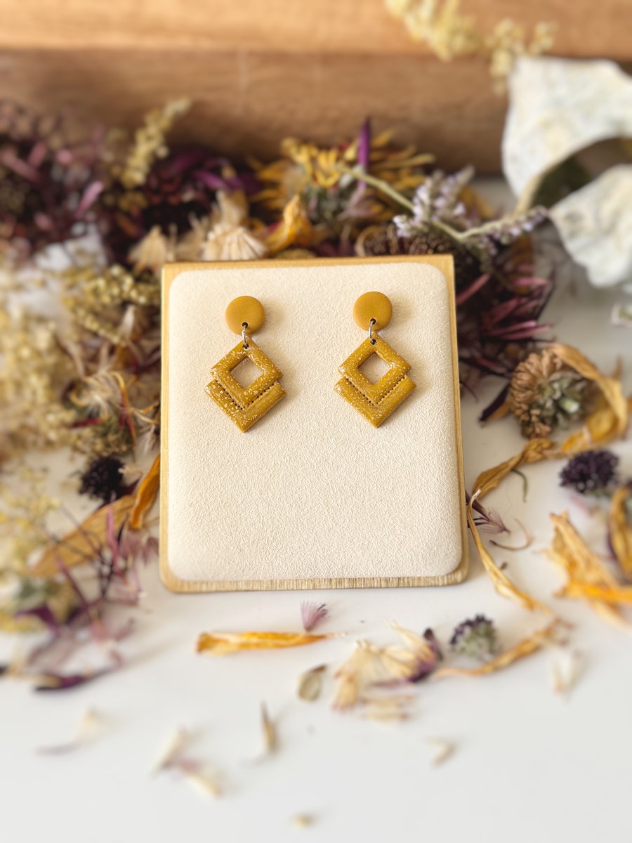 Mustard Art Deco Autumn Earrings