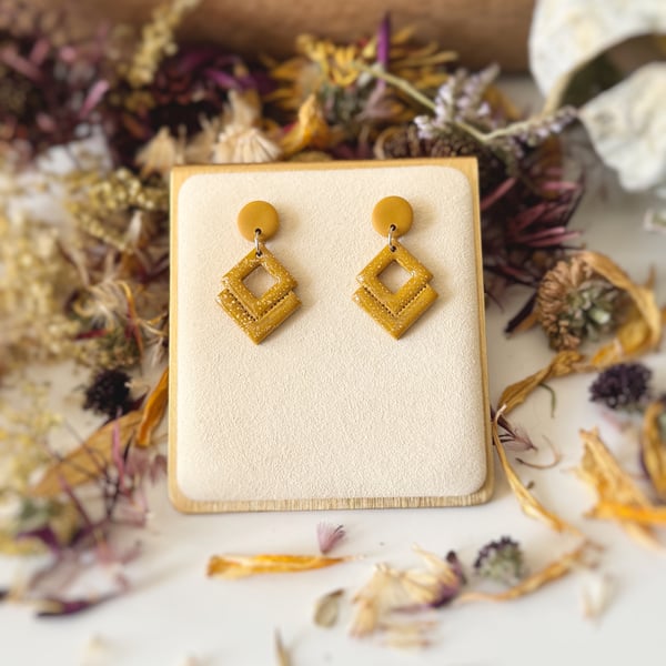 Mustard Art Deco Autumn Earrings