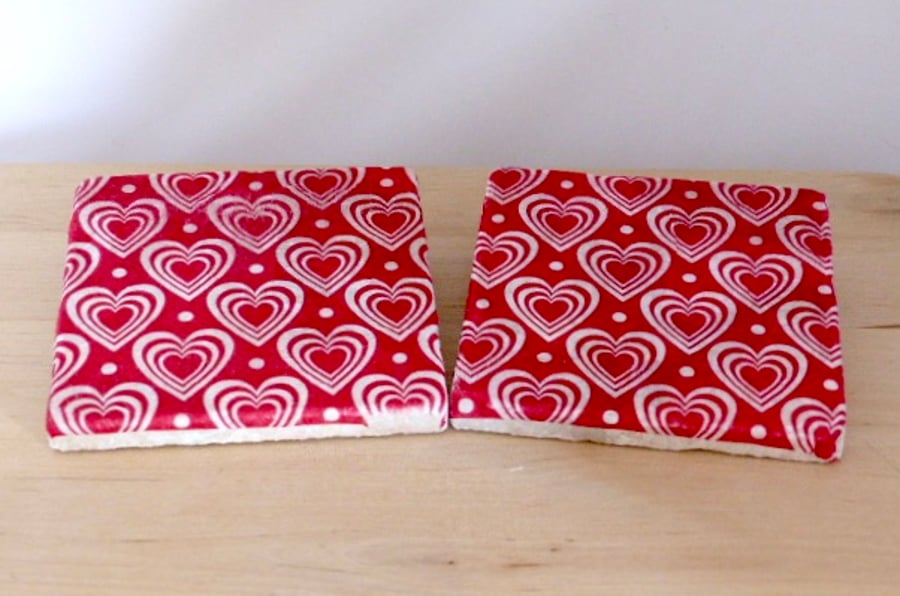 Marble 'Red Hearts' Coasters