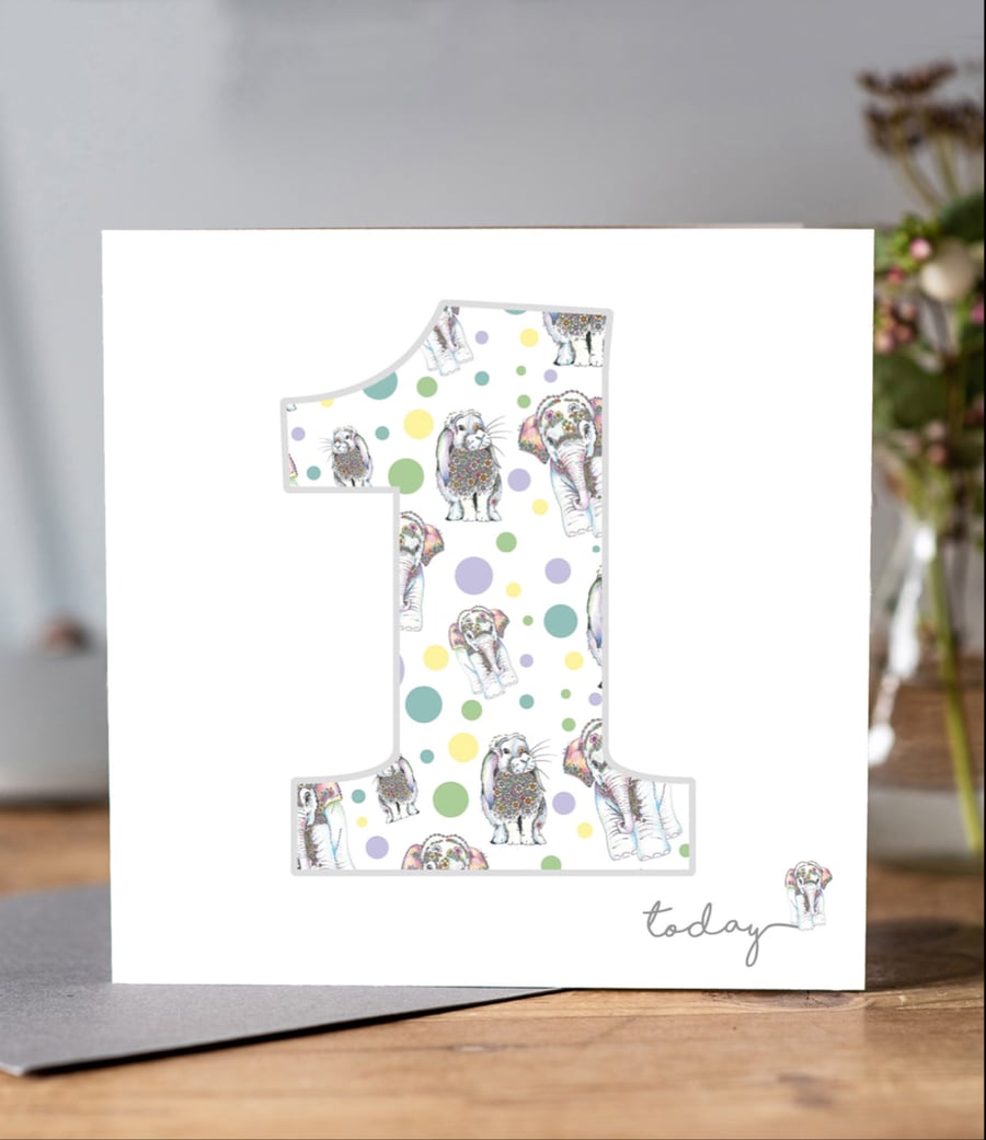 Child’s Age 1 Birthday Card 