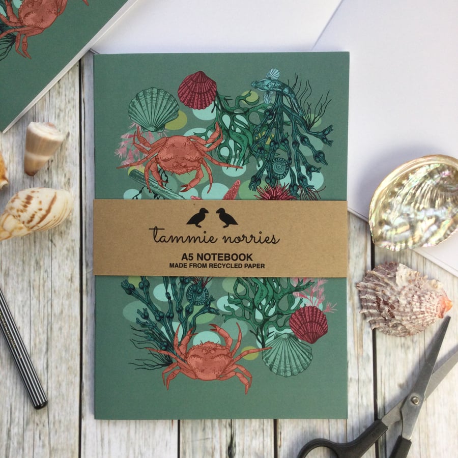 Notebook - Recycled A5 Rockpool Notebook - Seaside Notebook