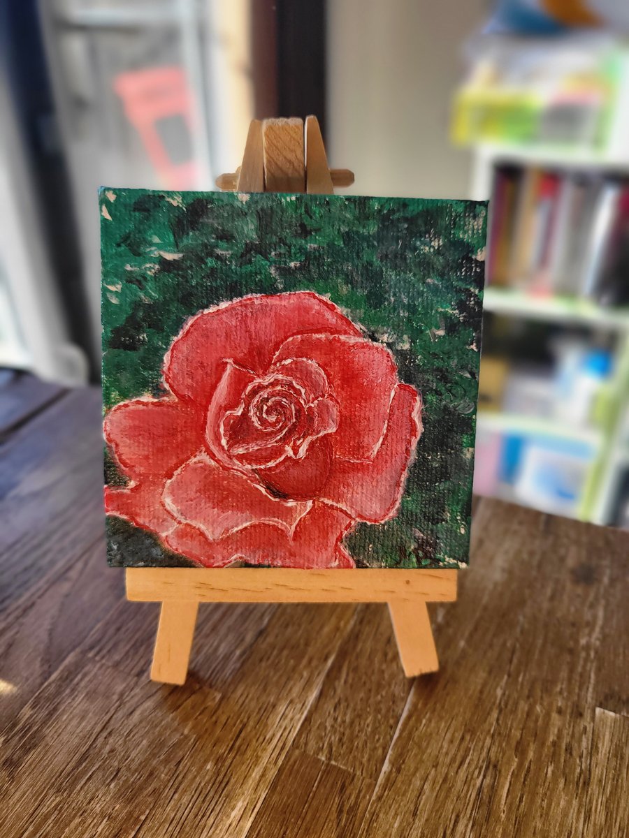 Original acrylic painting mini canvas flowers rose