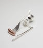 Mini Cutlery Earrings with Sausage Quirky Handmade Gift for her - Image 4