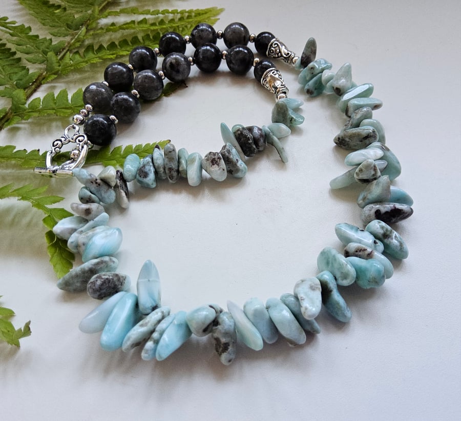 Designer Larimar & Labradorite Necklace