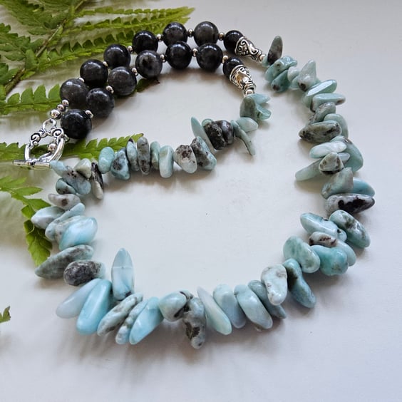 Designer Larimar & Labradorite Necklace