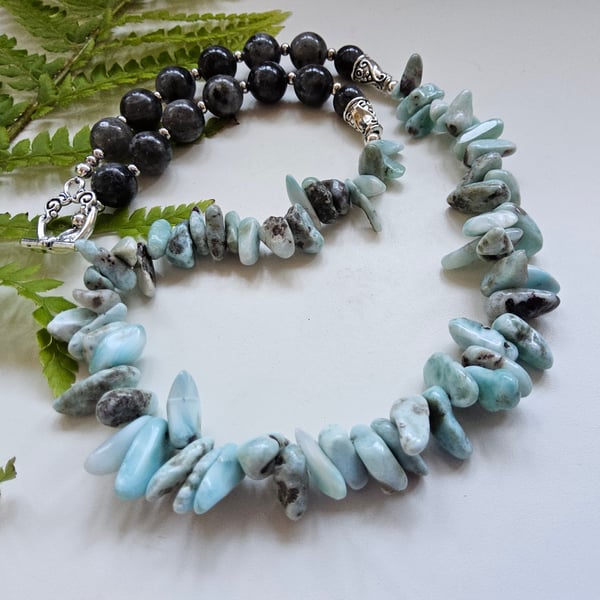 Designer Larimar & Labradorite Necklace