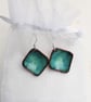 SMALL DOMED ENAMELLED EARRINGS - OLIVE - Image 4