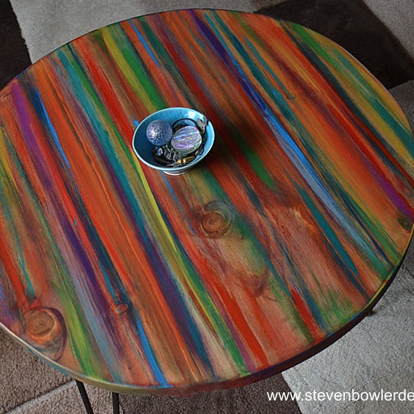 60 cm Round Tropical Sunset Coffee Table Coastal Wood Furniture 