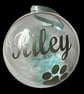 Pet Memorial Christmas Bauble - Personalised Paw Print Ornament with Feather. - Image 5