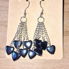 Hematite Inspired Heart Earrings, Handmade Artisan Jewellery, Unique Gift 