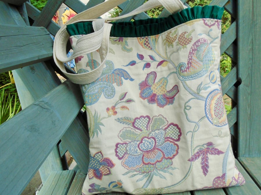  Clearance bargain - Cotton Tapestry Tote bag - with Ruffle 