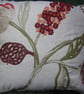 Square Cushion Double Sided Linen Wool Embroidery Flowers Claret Greens 48X48cms - Image 1