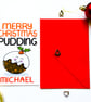 Personalised Christmas Pudding Xmas Card, For Niece, Nephew, Godson, Goddaughter - Image 2