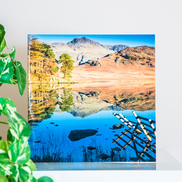 Lake District Blank Greetings Card Blea Tarn autumn landscape lake mountains    