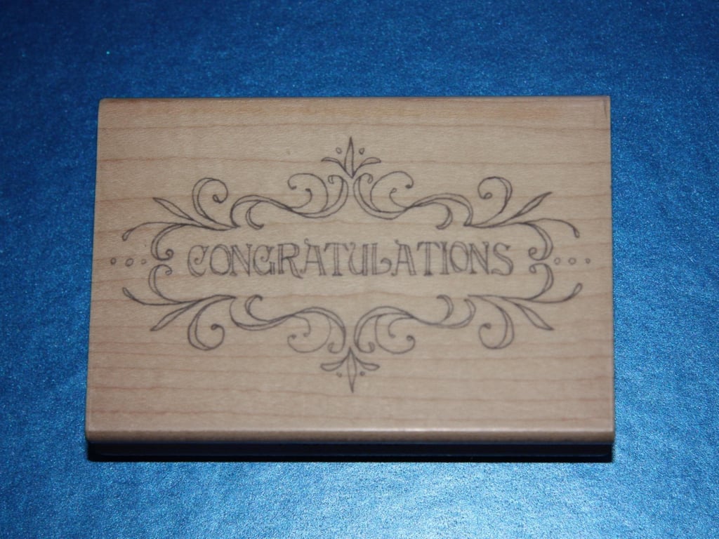Inkadinkado Congratulations Flourish Frame Rubber Stamp (97902P) Wooden Mounted
