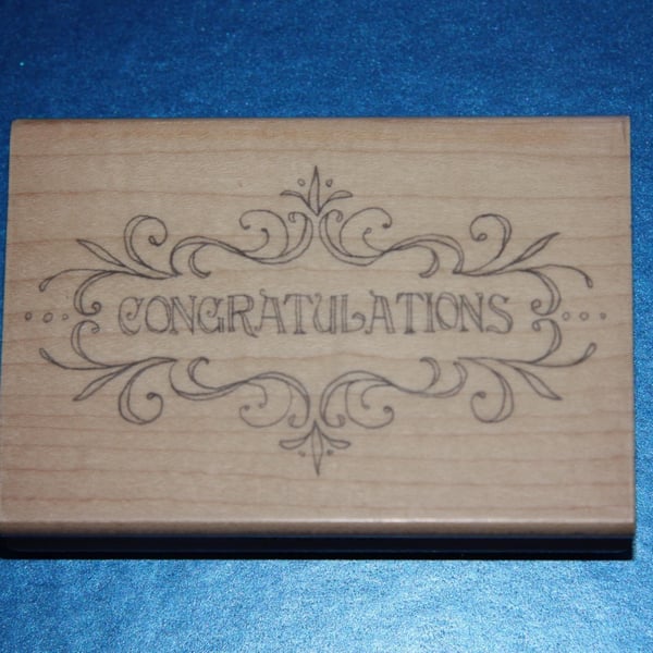 Inkadinkado Congratulations Flourish Frame Rubber Stamp (97902P) Wooden Mounted