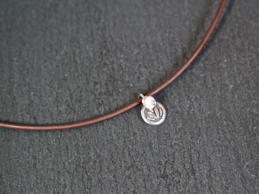 Necklace - Lotus Flower Pink Opal Sterling Silver