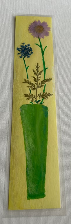 Handmade bookmark. Double sided, original artwork .floral design 