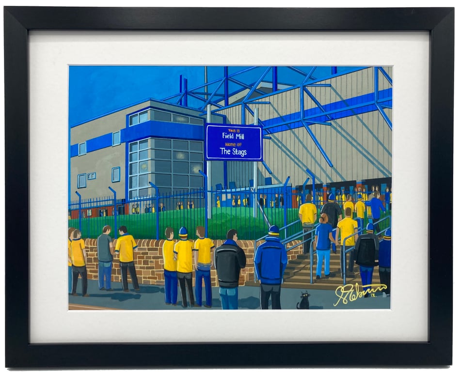 Mansfield Town F.C, Field Mill Stadium, High Quality Framed Football Art Print