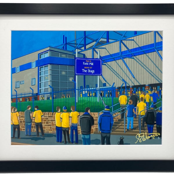Mansfield Town F.C, Field Mill Stadium, High Quality Framed Football Art Print