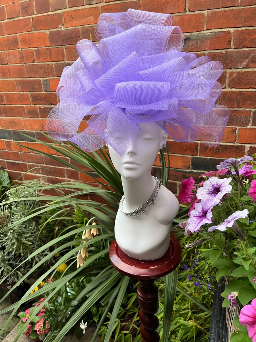 Lilac Lavender Crinoline Wedding Hat, Hat for the Races, hats special occasions 
