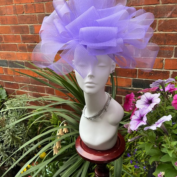 Lilac Lavender Crinoline Wedding Hat, Hat for the Races, hats special occasions 