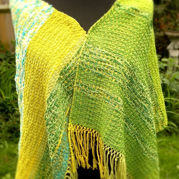 DISCOUNTED Lemon and Lime Zesty Handwoven Blanket Shawl