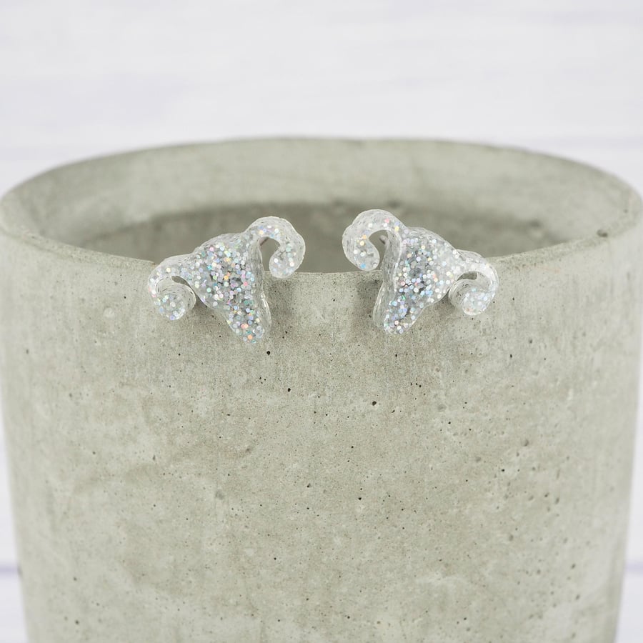 Titanium stud uterus acrylic stud earrings - Holographic glitter