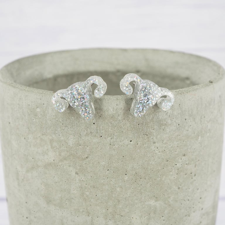 Titanium stud uterus acrylic stud earrings - Holographic glitter