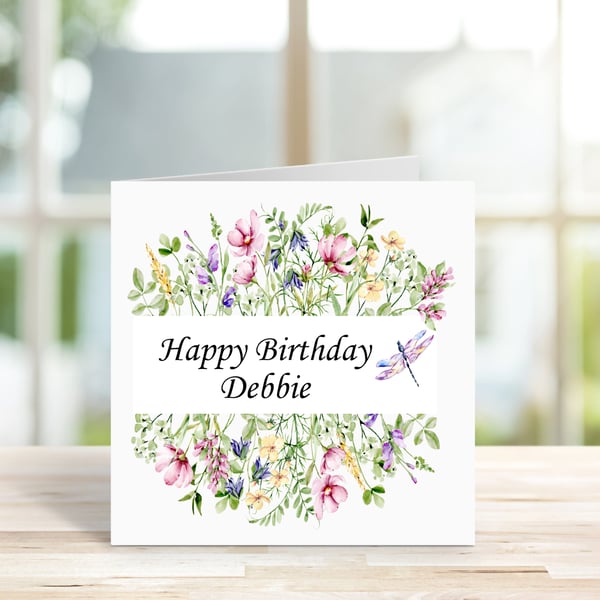 Pretty Floral Personalised Ladies Birthday Card