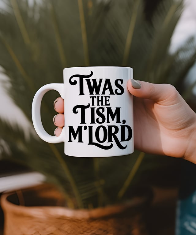 Funny Autism Mug  "Twas The Tism M'Lord"  Neurodivergent Meme Gift 