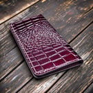 Handmade Patent Croc Long Leather Wallet