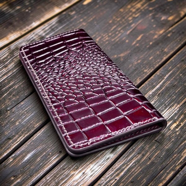 Handmade Patent Croc Long Leather Wallet