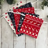 Christmas Gift Bag Set (5 Bags) Reusable Fabric Gift Bag, Scandi, Storage Bag