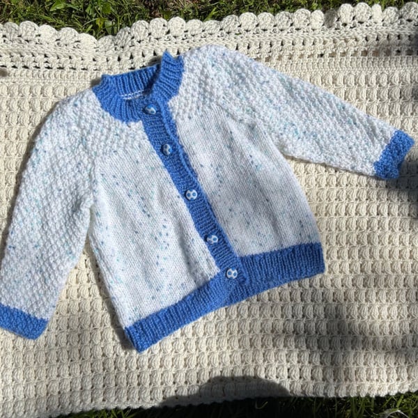 Blue marl cardigan 12-18mo