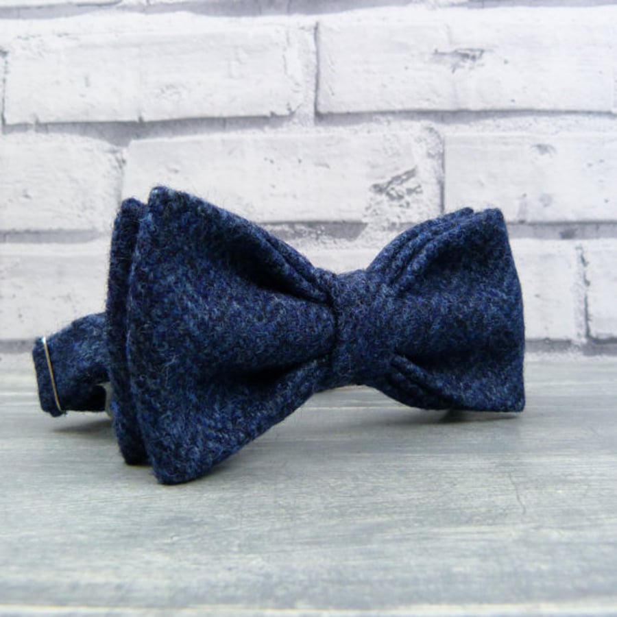 Yorkshire Tweed Bow Tie - Navy Herringbone