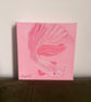 Pink Betta Fish Acrylic Painting with Gems on 6"x6" Chunky Box Canvas