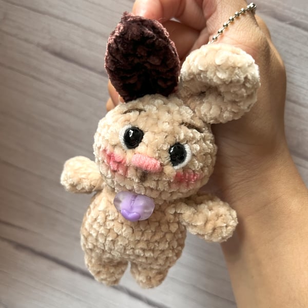 Cute Bunny Keyring Plushie, Bag Charm, Handmade Gift