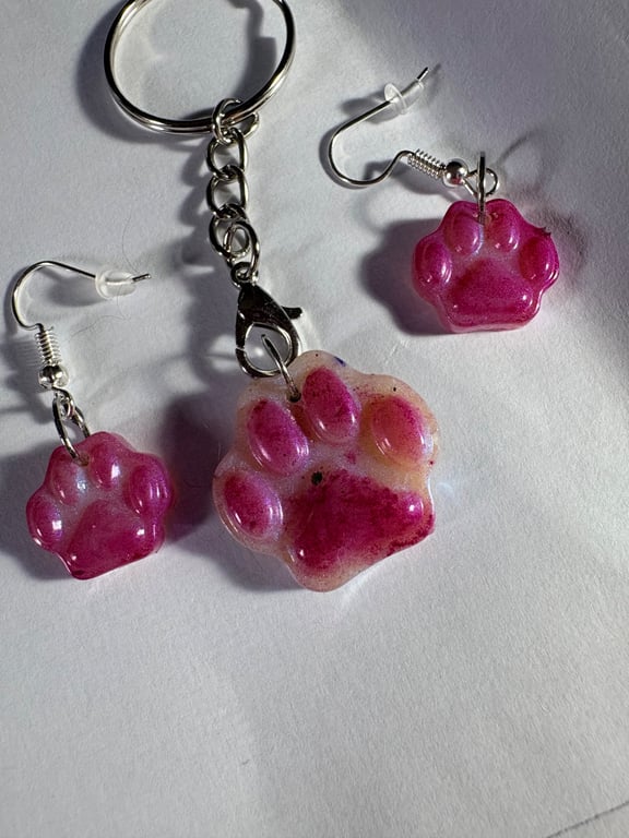 Resin earring and keyring set